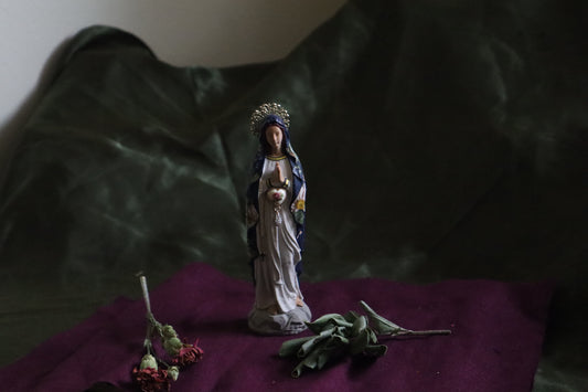 Cornflower Folk Mary Statuette